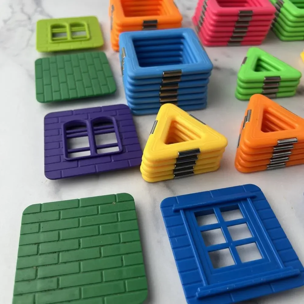 Magformers Picasso Tiles Magnetic Building Tiles Blocks Lot 70 Shapes Colors